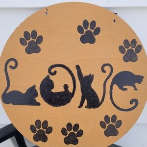 Charming Cat Love Wall Art - Brown and Black